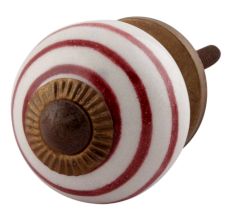 Cherry Striped Small Ceramic Cabinet Knobs